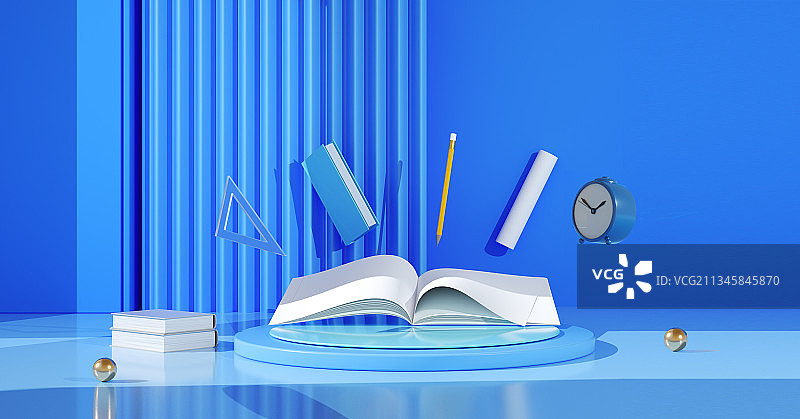 蓝色教师节创意场景图片素材