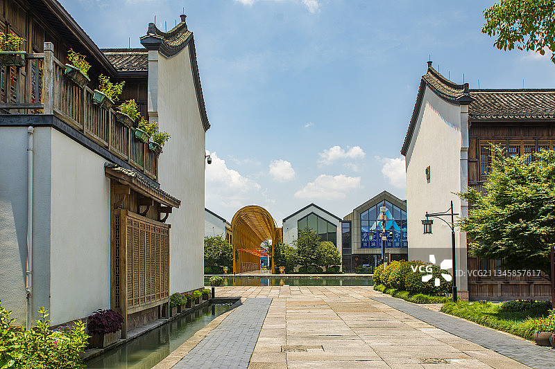 杭州 余杭 仓前街道  梦想小镇 仿古商业街图片素材
