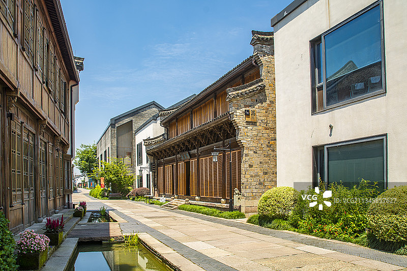 杭州 余杭 仓前街道  梦想小镇 仿古商业街图片素材