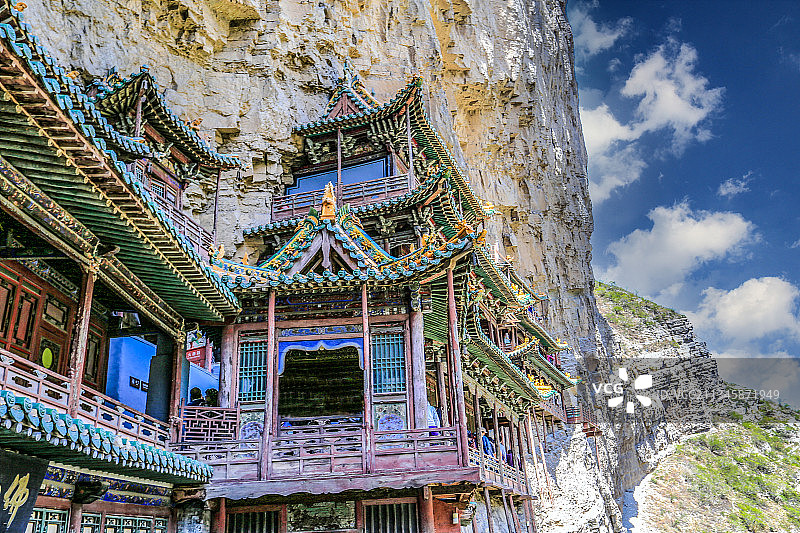 山西大同悬空寺建筑风光图片素材