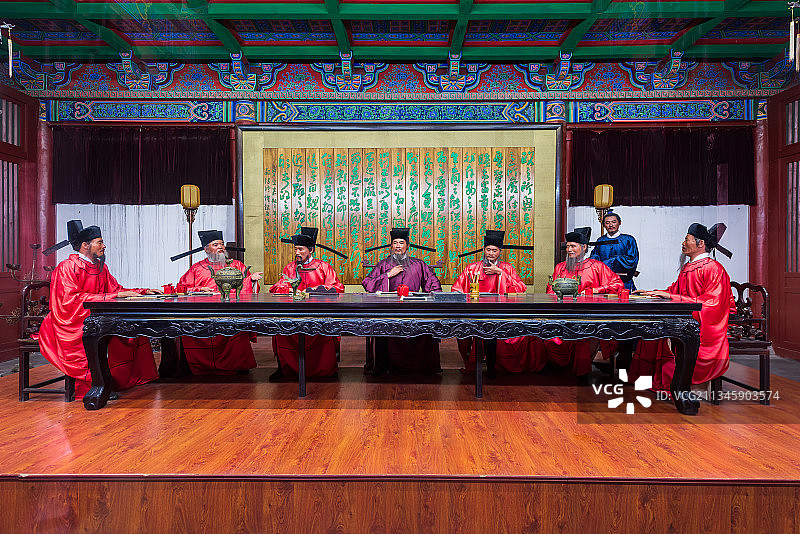 亚洲中国河南省开封市开封府景区人物蜡像图片素材