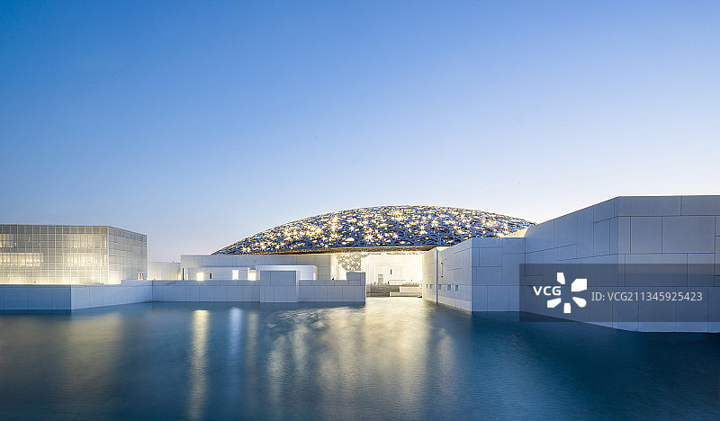 卢浮宫,阿布扎比,阿拉伯联合酋长国,全景图片素材