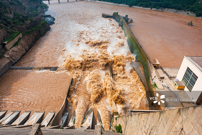 亚洲中国河南省三门峡黄河大坝风光图片素材