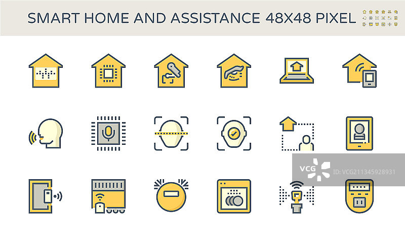 智能家居图标集，48x48像素完美图片素材