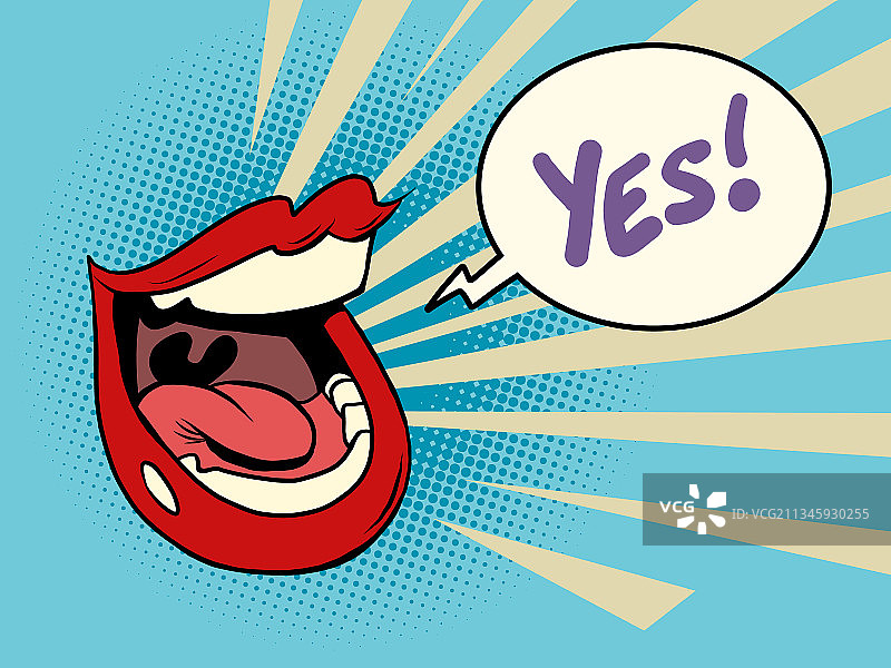 波普艺术风格的嘴巴尖叫着说话图片素材