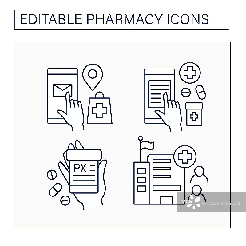 药房线性图标集图片素材