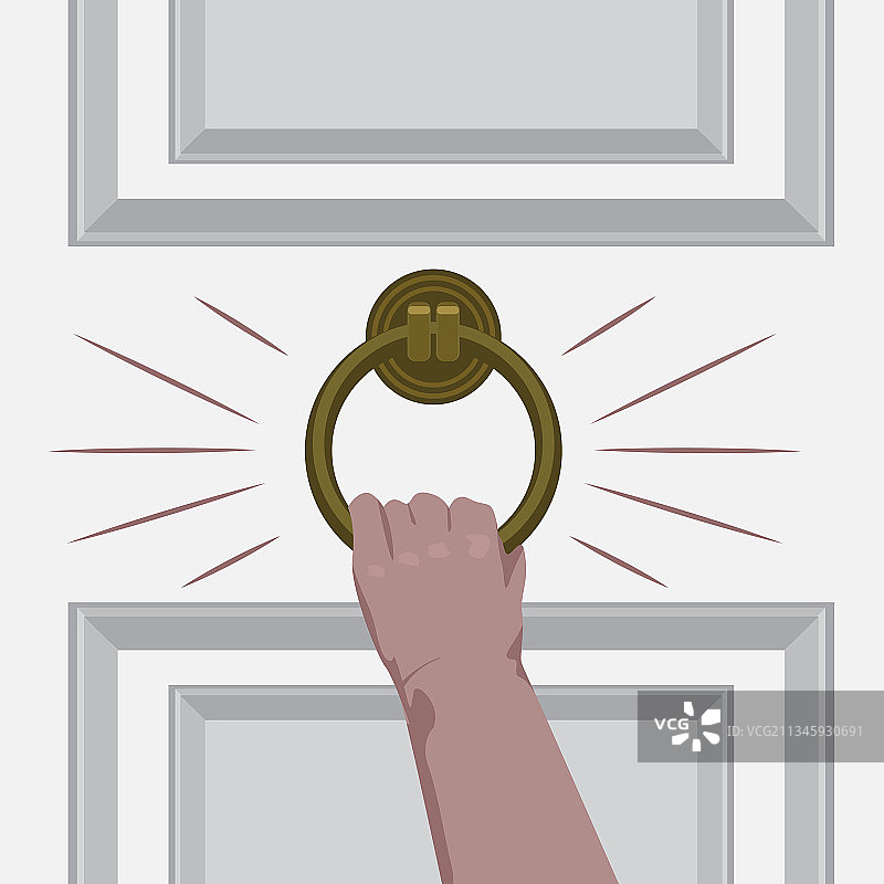 手敲门，房间平实图片素材