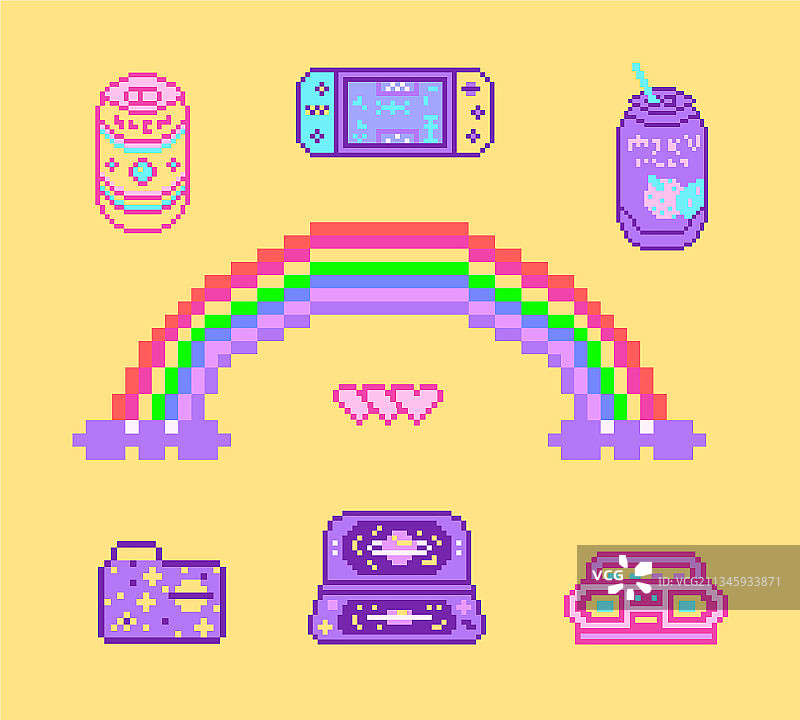 像素艺术8位复古数字游戏素材图片素材