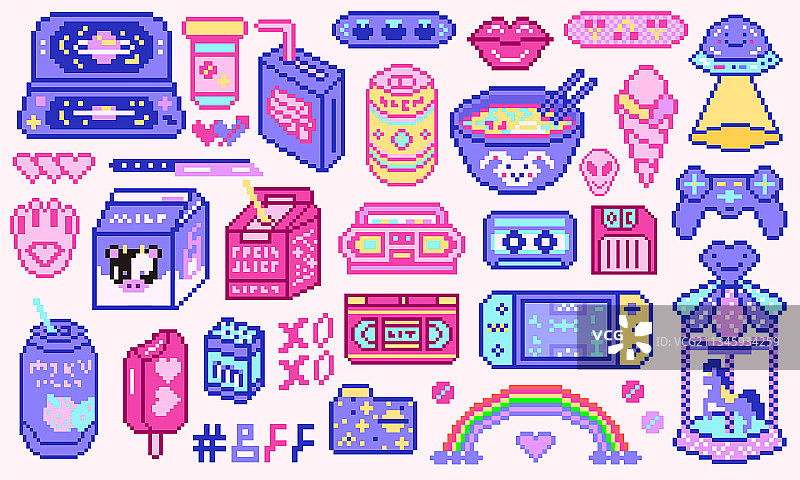 像素艺术8位复古数字游戏素材图片素材