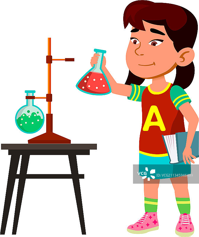 女童学习化学课程图片素材