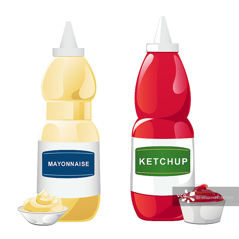 番茄酱和蛋黄酱套装图片素材