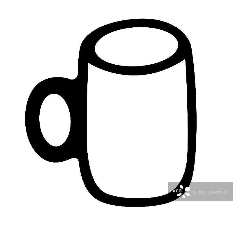 手绘空白马克杯素描（白色背景）图片素材