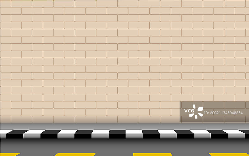 路边砖墙景观图片素材