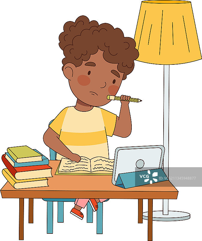 非洲家庭学习和远程教育图片素材