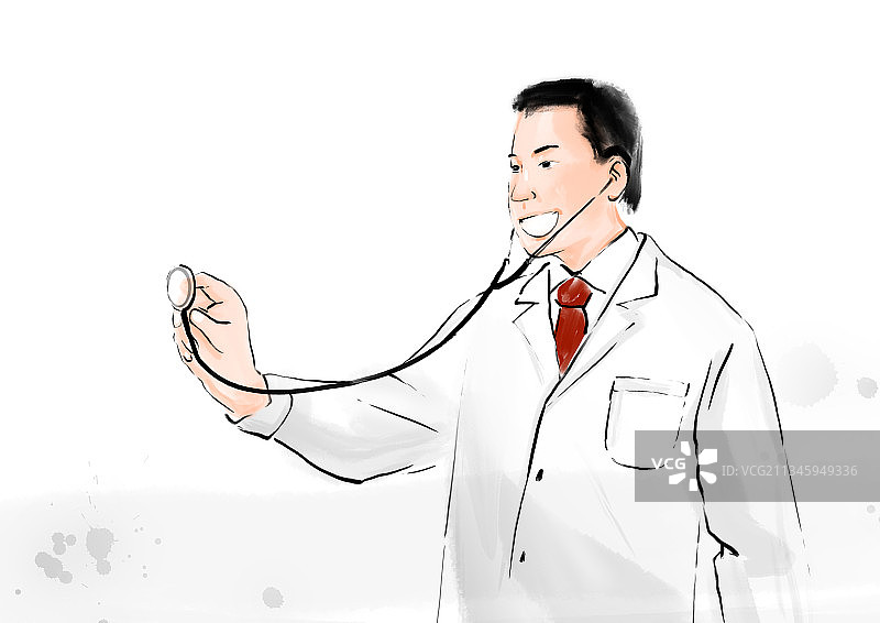 水墨设计插画医疗保险元素医生人物图片素材