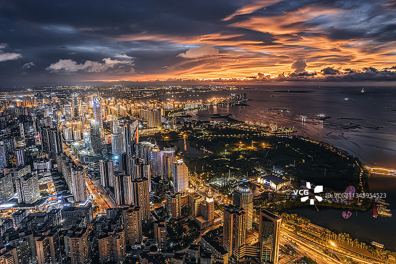 海口晚霞图片素材