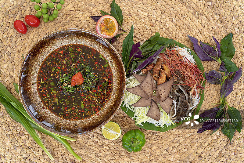 云南傣味美食撒撇图片素材