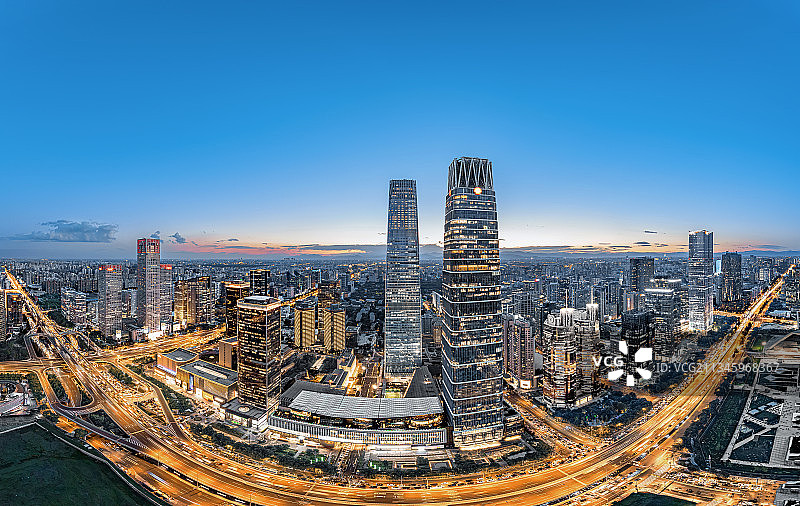 北京国贸CBD核心区，立交桥，城市夜景图片素材
