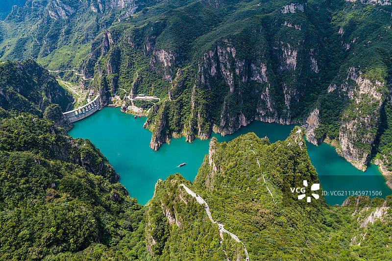 中国河南焦作峰林峡风景区航拍视角图片素材