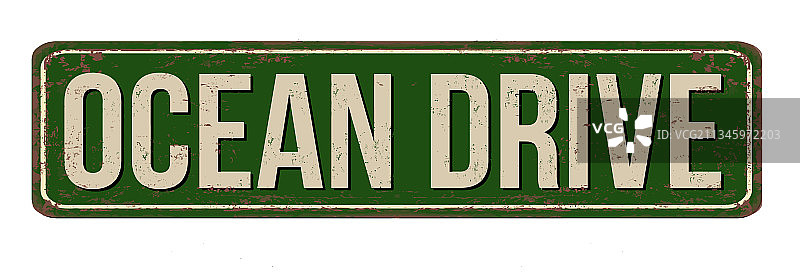 滨海大道复古生锈金属标志图片素材