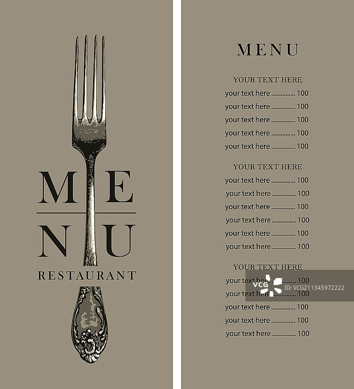 带价格表的餐厅菜单模板图片素材