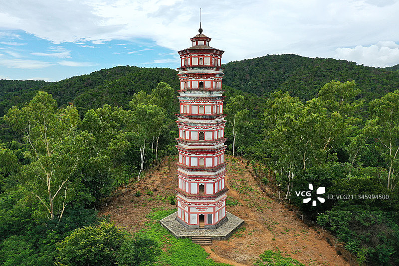 广东省河源市龙川县千年古县佗城正相塔正相寺航拍图片素材