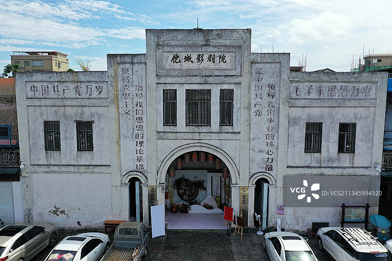 广东省河源市龙川县千年古县佗城龙川学宫佗城影剧院航拍图片素材
