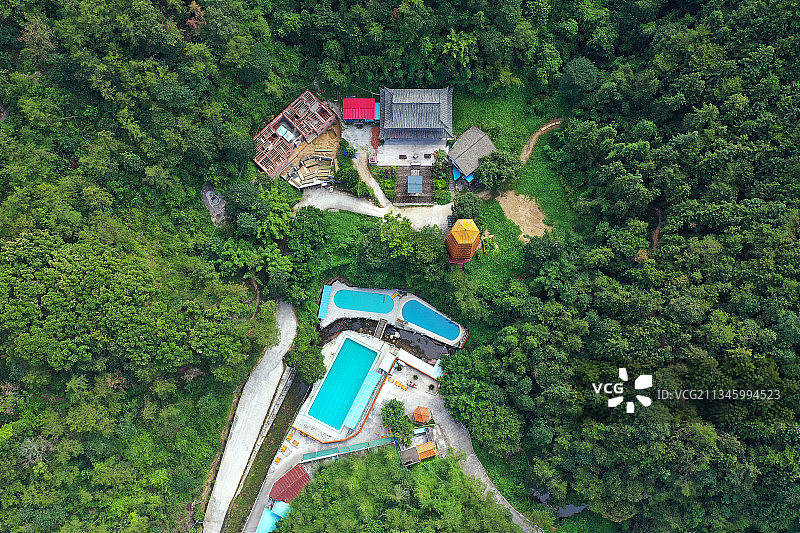 广东省河源市龙川县水坑生态旅游娱乐区航拍图片素材