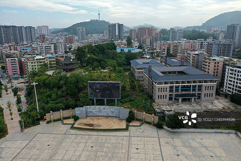 广东省河源市龙川县文化公园惠权体育公园航拍图片素材