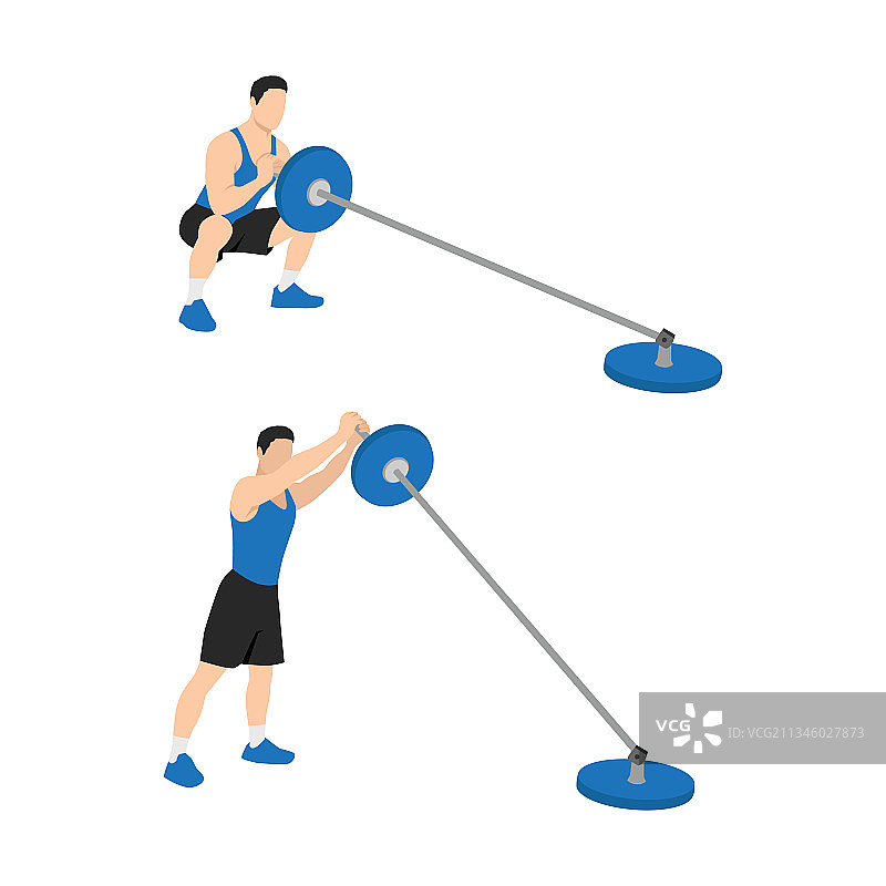 男人进行地雷T杠推举训练图片素材