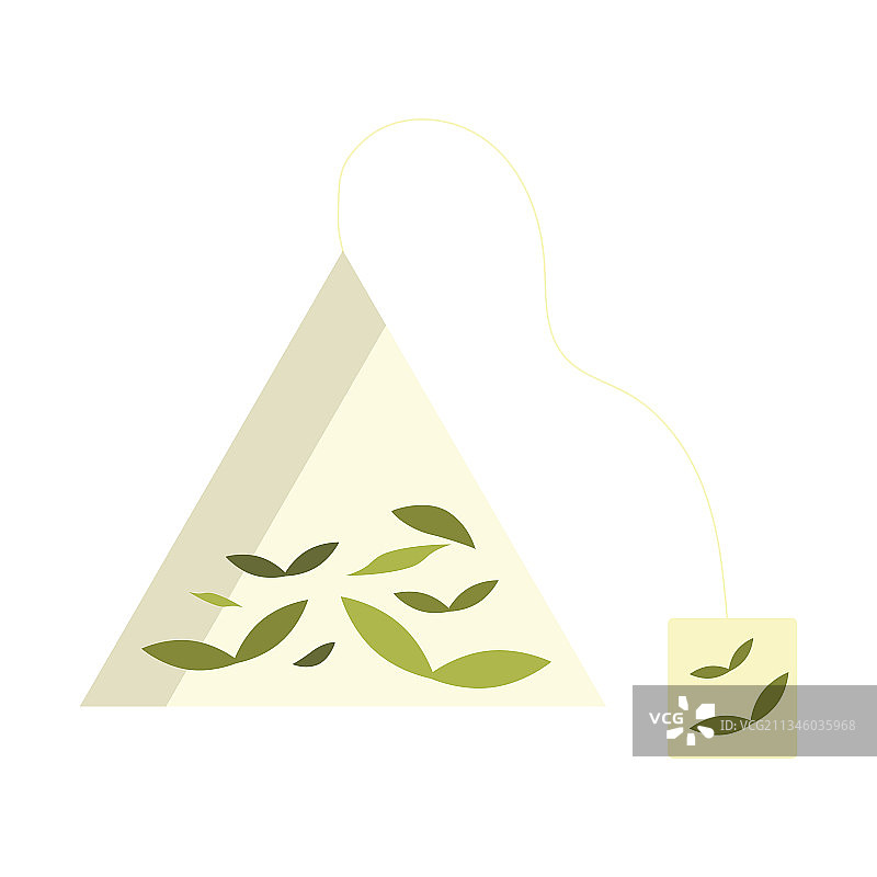 带有茶绿色茶包的金字塔图标图片素材