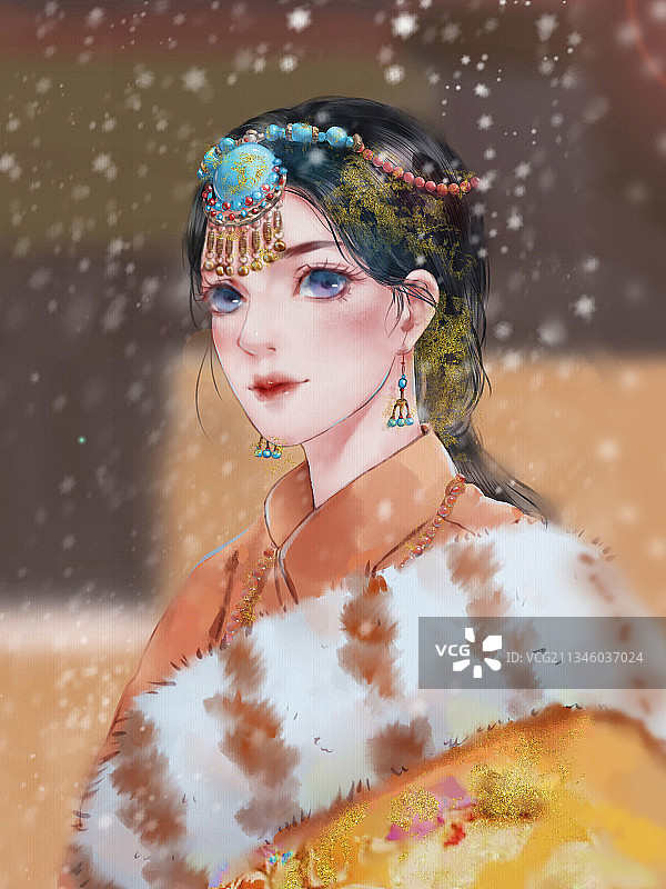 国风藏族少女图片素材