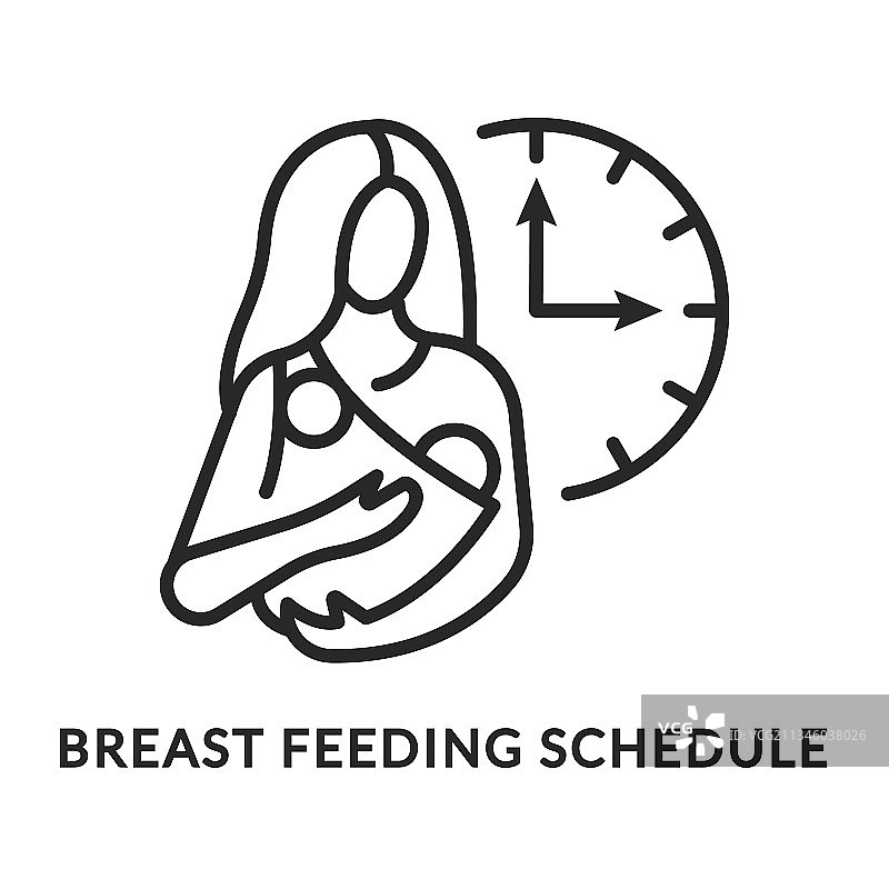 哺乳时间表扁平线条图标图片素材