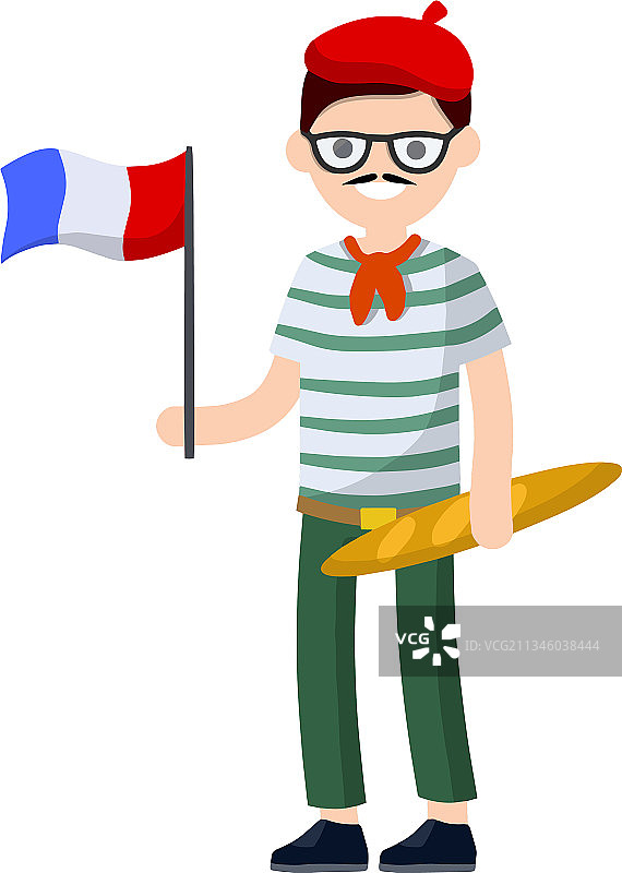 身穿条纹T恤的年轻法国男人图片素材