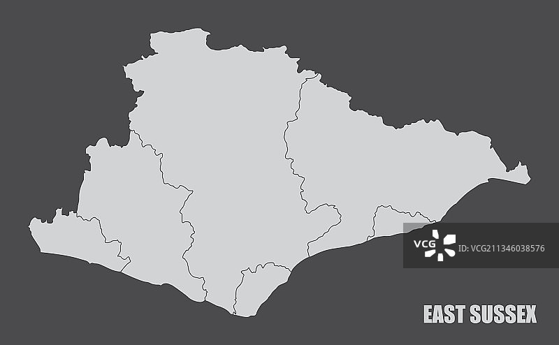 东萨塞克斯郡行政地图图片素材