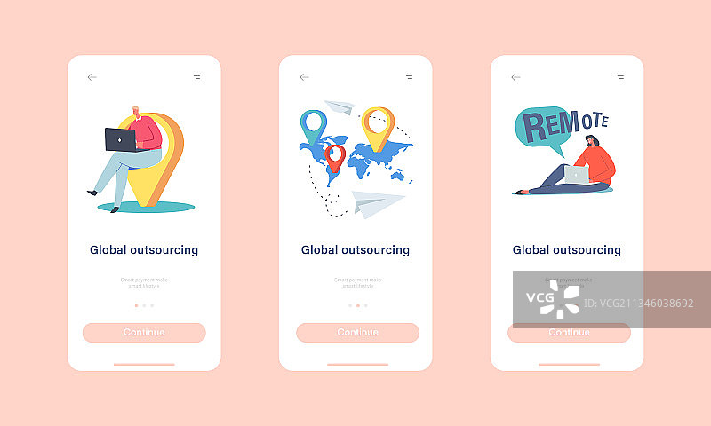全球外包移动应用引导页图片素材