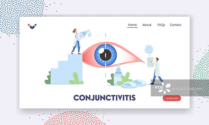 结膜炎着陆页模版，迷你医生图片素材