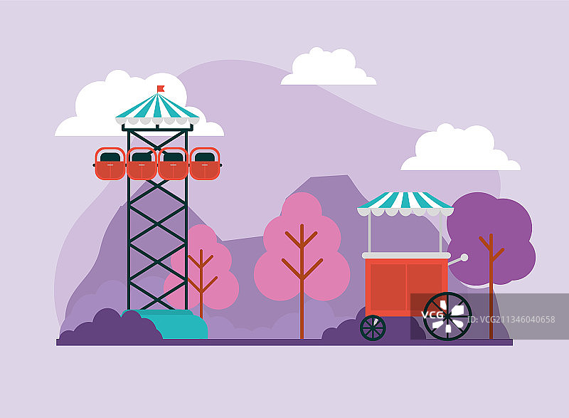 自由落体塔和餐车图片素材