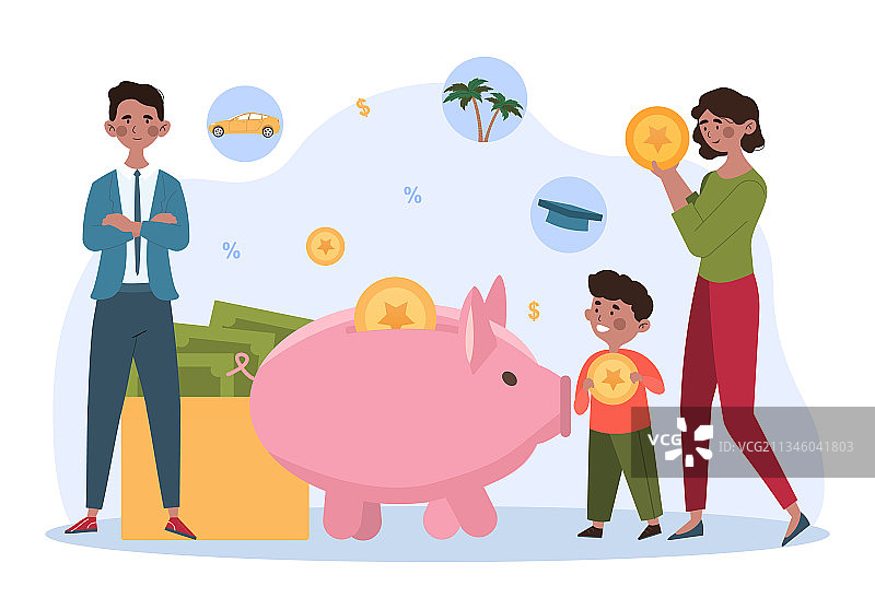 家庭存钱概念图片素材