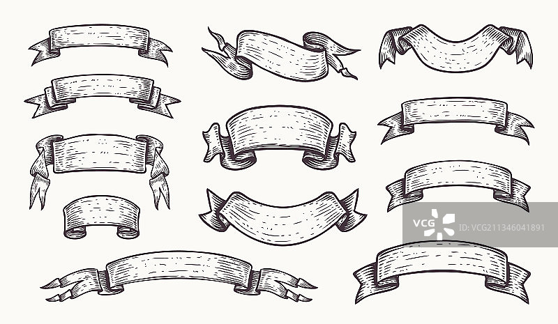 复古雕刻风格的banner丝带图片素材