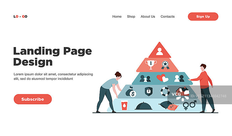 马斯洛需求层次金字塔旁的小人图片素材