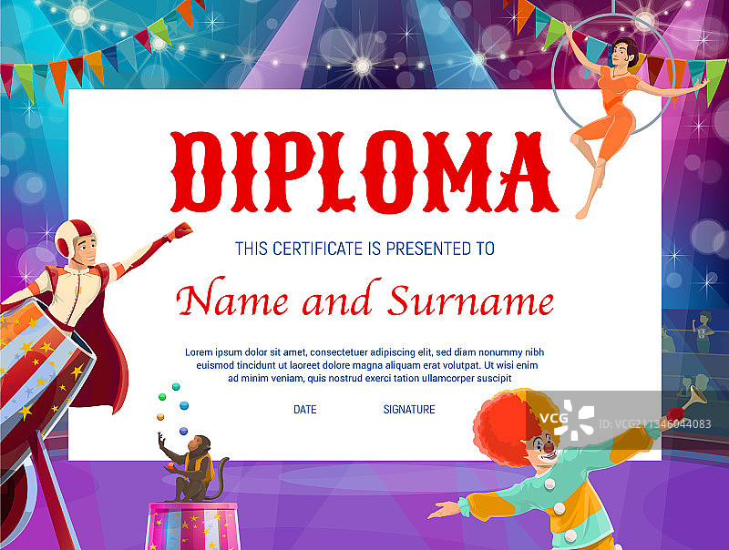 马戏团舞台儿童教育文凭图片素材