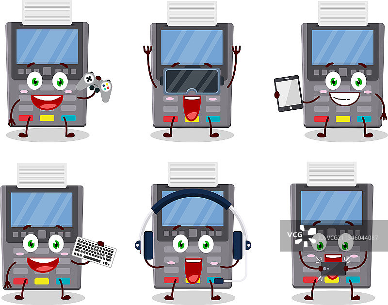 灰色支付终端卡通人物图片素材