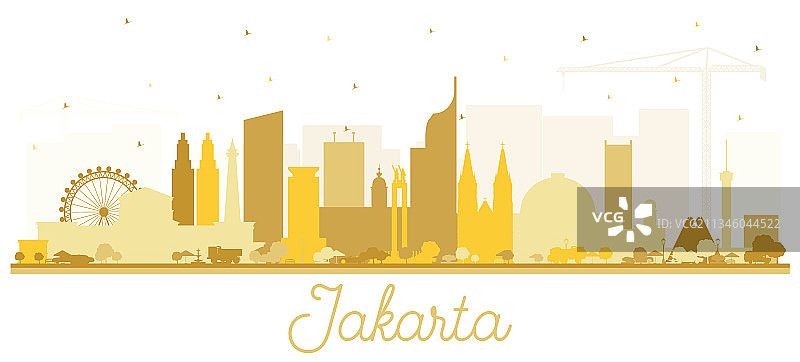 印尼雅加达城市天际线剪影图片素材