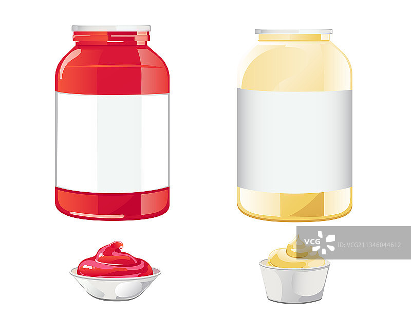 番茄酱和蛋黄酱套装图片素材