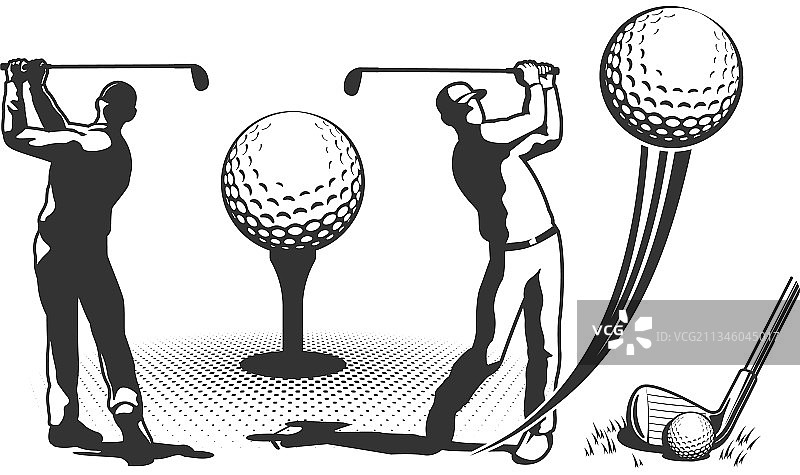 复古风格高尔夫球手图片素材