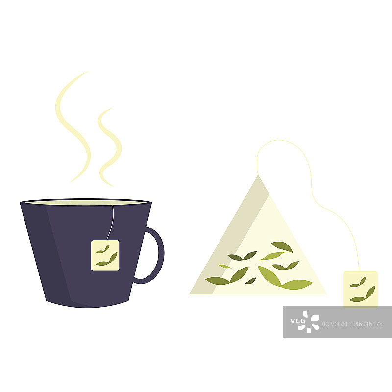 一杯热茶和茶包图标图片素材