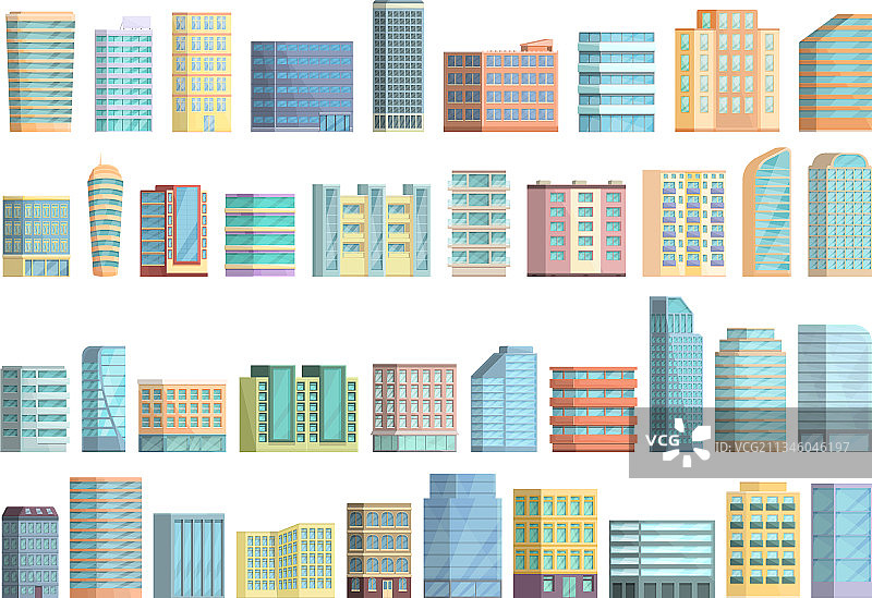 多层建筑图标卡通合集图片素材