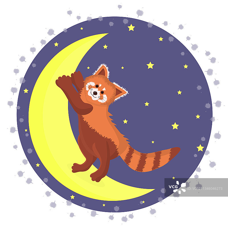 站在月亮上的小熊猫图片素材