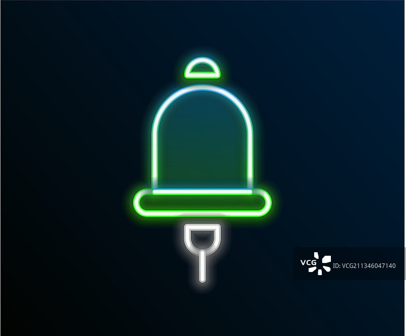 发光霓虹灯响铃闹钟图标图片素材